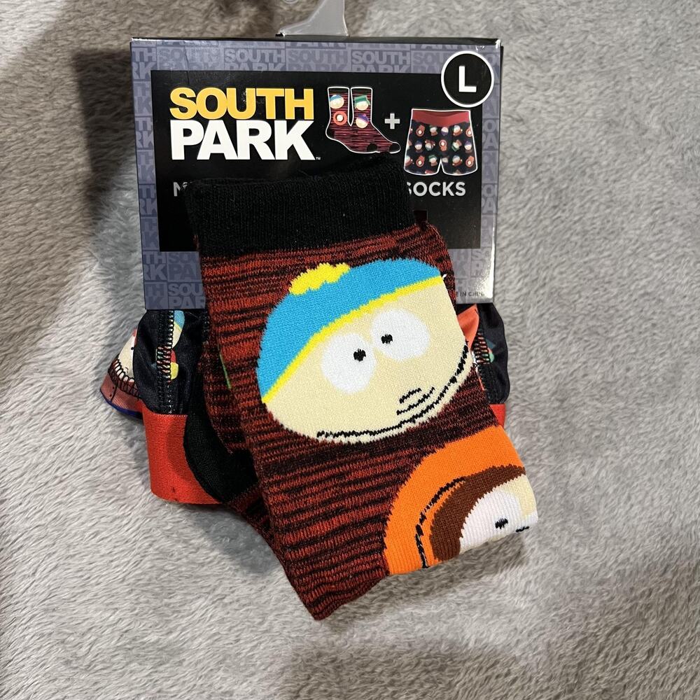 South Park Boxer Briefs Socks Set Mens Large Cartman Kyle Stan Kenny Comedy